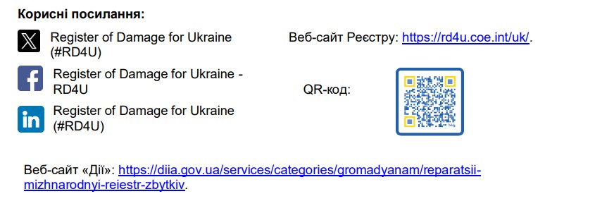 Інформація про Реєстр збитків, завданих агресією Російської Федерації проти України