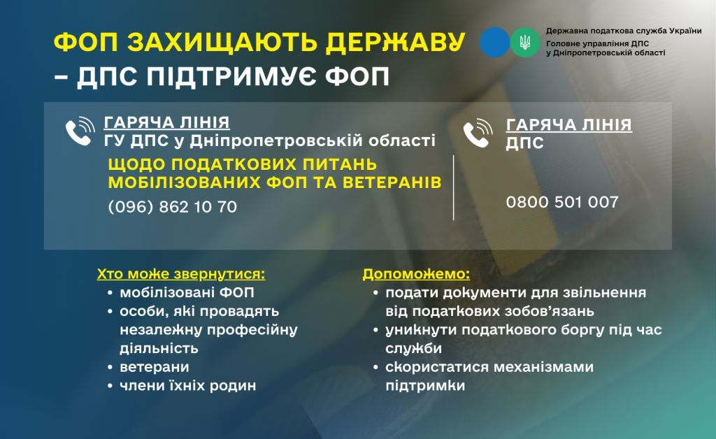 Головне управління ДПС у Дніпропетровській області інформує