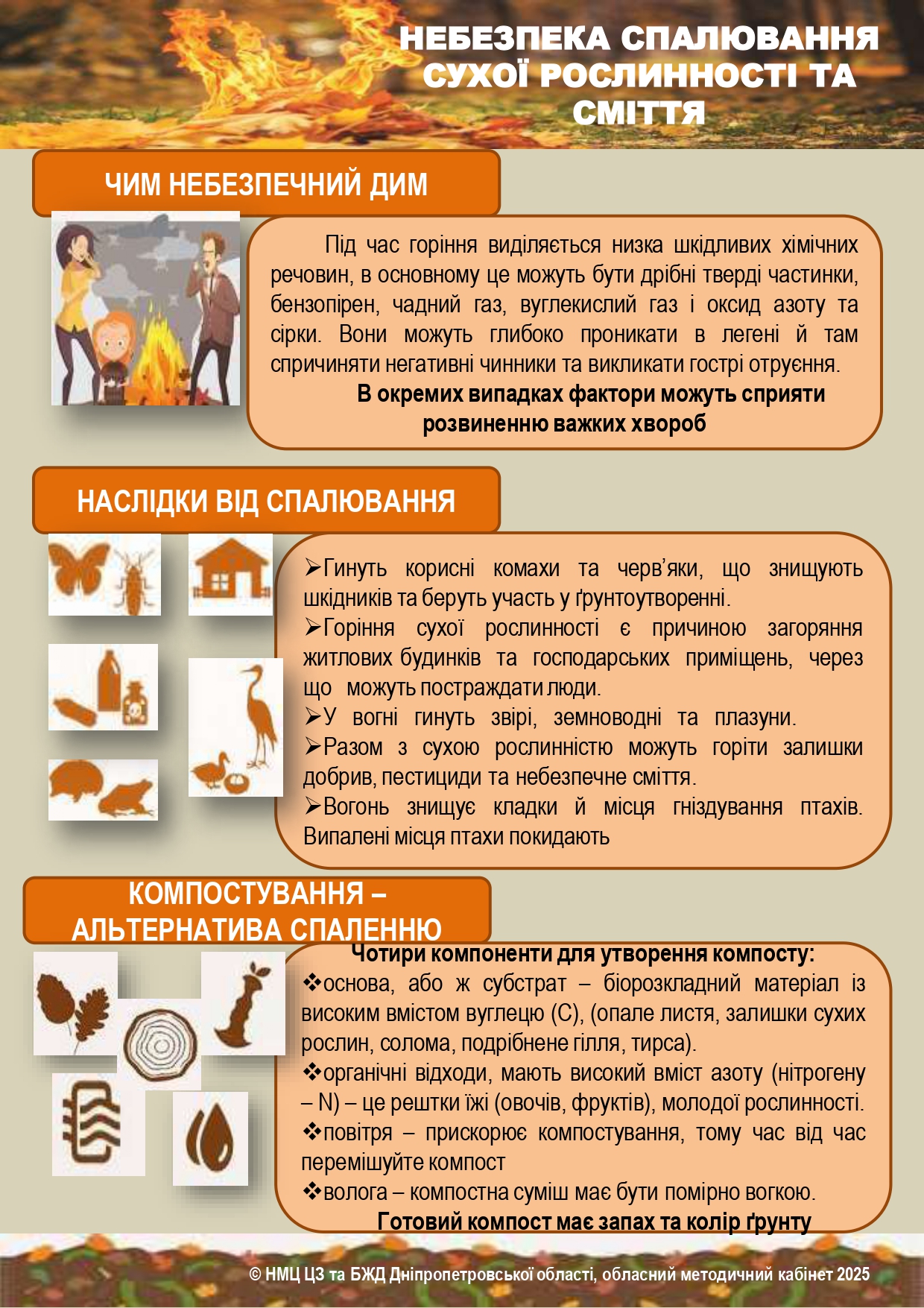 Небезпека спалювання сухої рослинності та сміття